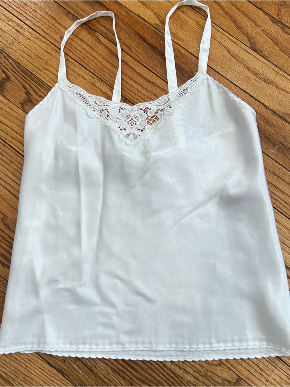 Vintage white baby doll satin cami made in‎ USA size SM